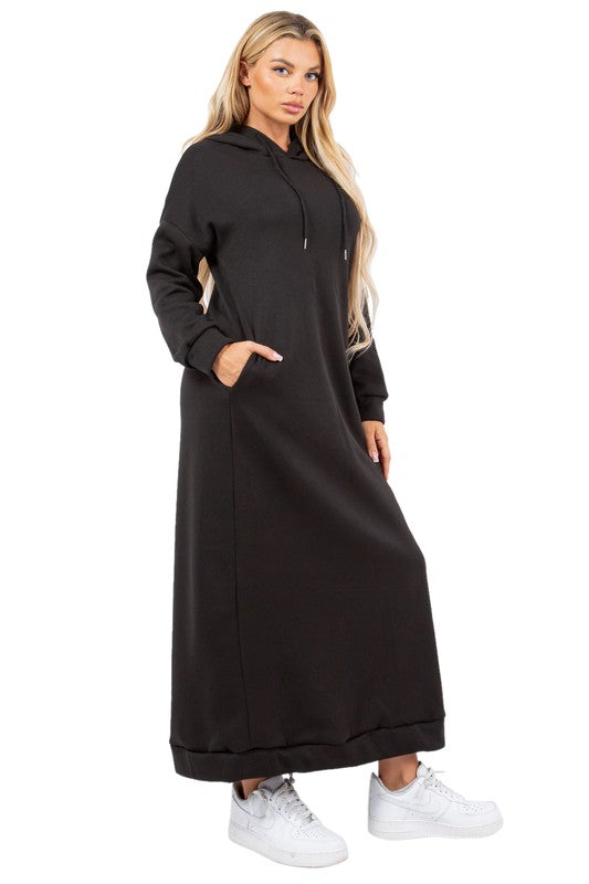 SEXY LONG MAXI HOODIE DRESS