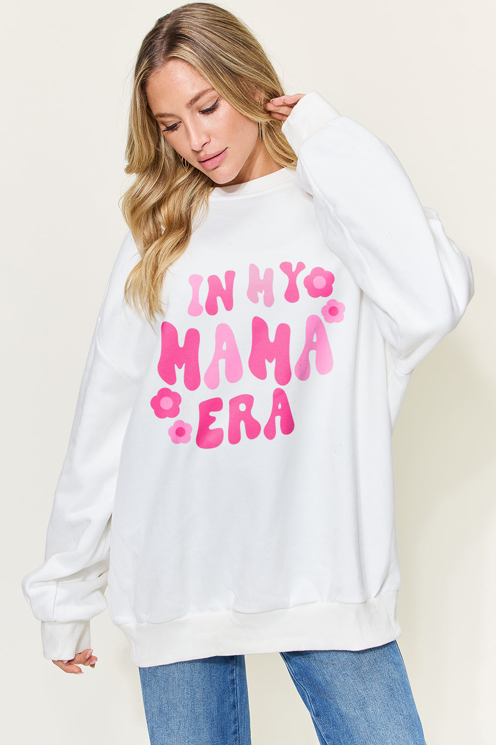 Simply Love Full Size Letter Graphic Long Sleeve Sweatshirt