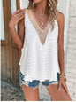 Eyelet V-Neck Wide Strap Tank