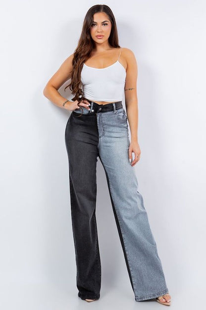 Asymmetrical Wide leg Jean in Black