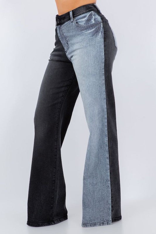 Asymmetrical Wide leg Jean in Black