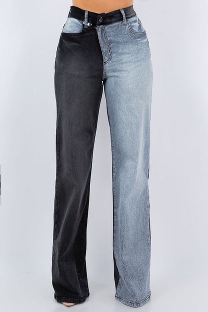 Asymmetrical Wide leg Jean in Black