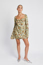 FLORAL LONG SLEEVE MINI DRESS WITH OPEN BACK