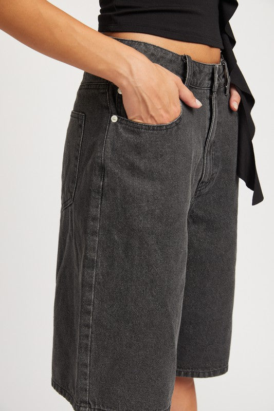 DENIM BERMUDA SHORTS WITH POCKETS