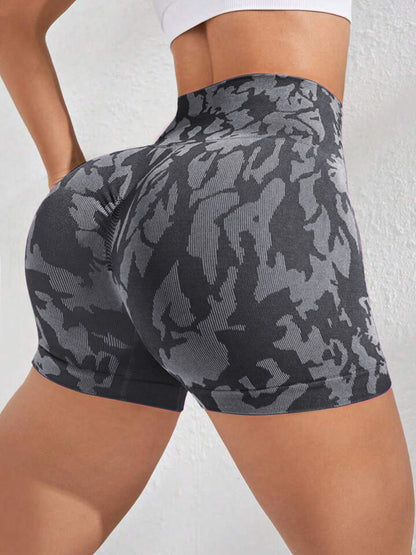 Printed High Waist Active Shorts