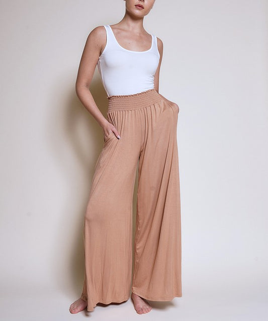 SMOCK ELASTIC WAIST MAXI PALAZZO