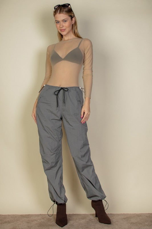 Drawstring Waist Parachute Pants