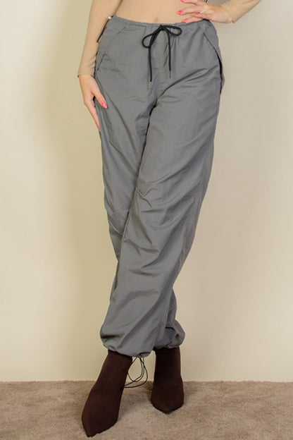 Drawstring Waist Parachute Pants