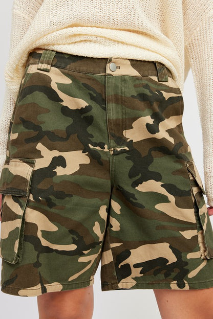 CAMO BERMUDA CARGO SHORTS