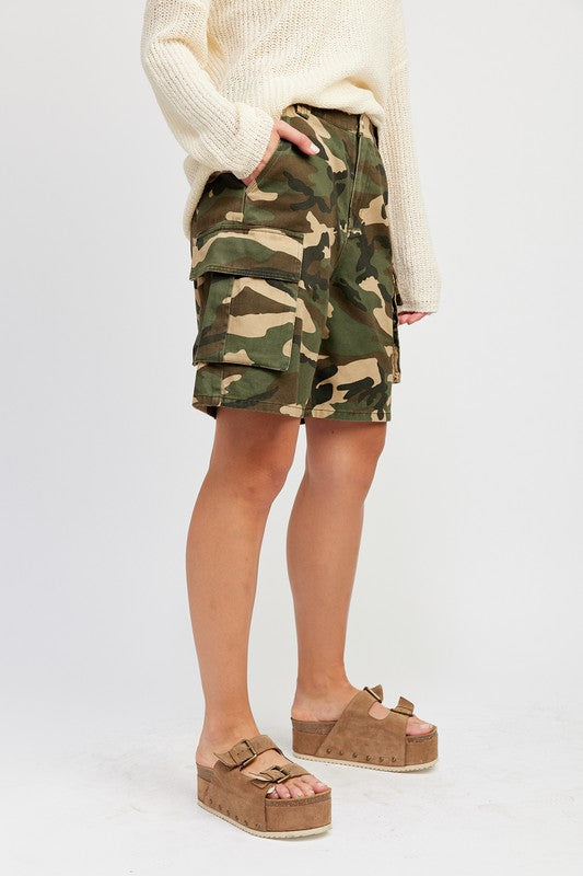 CAMO BERMUDA CARGO SHORTS