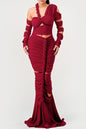 Long Sleeve Wrap Rope Maxi Dress