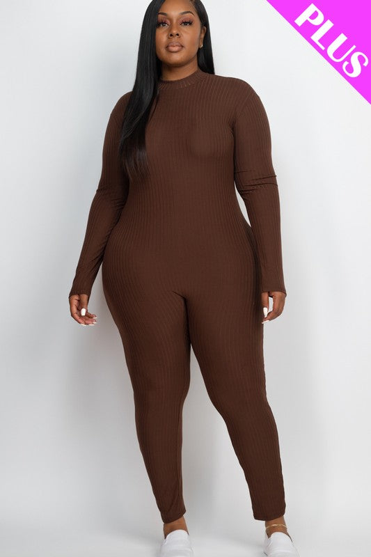 Plus Size Mock Neck Jumpsuit