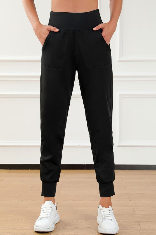 Exposed Seam High Waist Pocketed Joggers