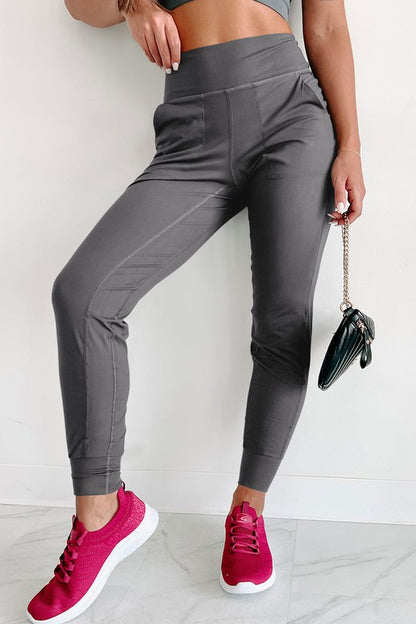 Exposed Seam High Waist Pocketed Joggers