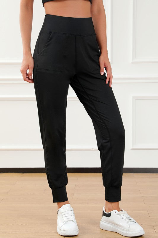 Exposed Seam High Waist Pocketed Joggers