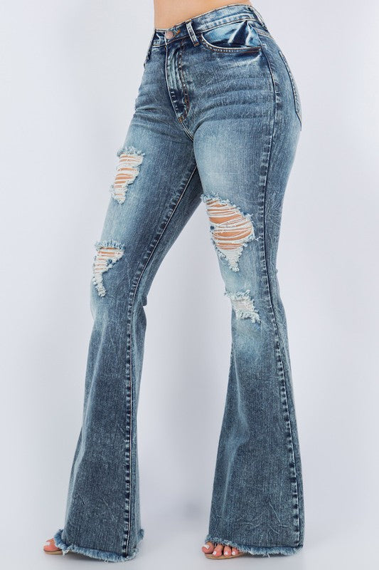 Storm Bell Bottom Jean in Stone Wash