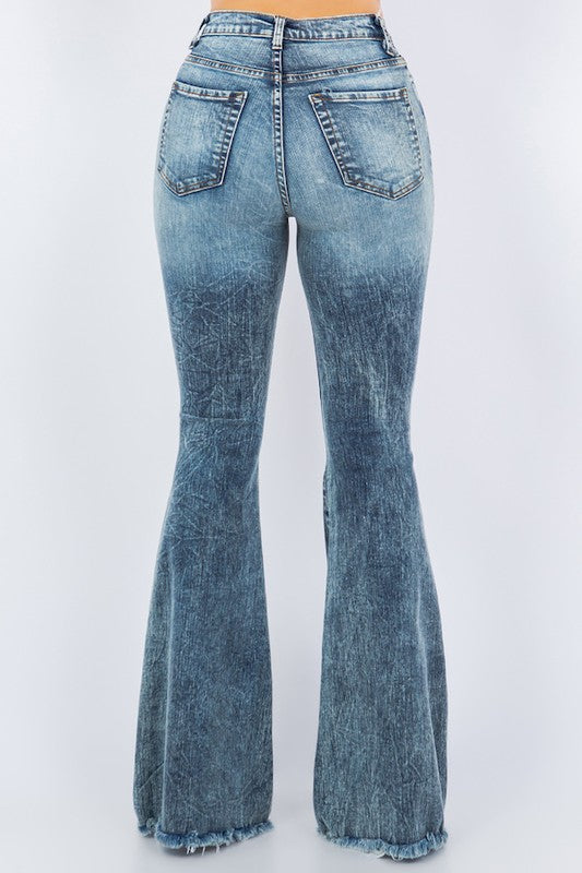 Storm Bell Bottom Jean in Stone Wash