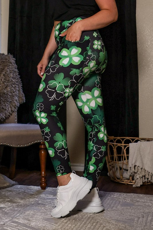 St Patricks Day Shamrock Leggings