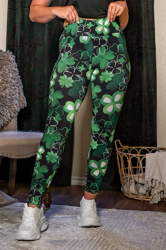 St Patricks Day Shamrock Leggings