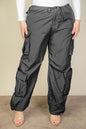 Plus Flap Pockets Drawstring Parachute Pants