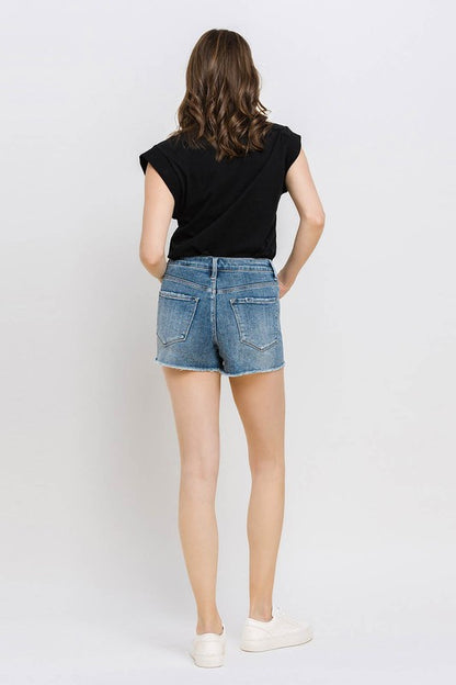 Super High Rise Button Up Stretch Shorts