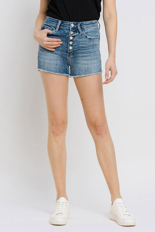 Super High Rise Button Up Stretch Shorts