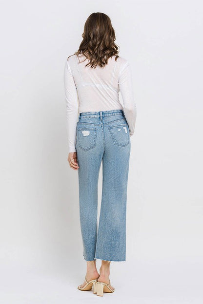 Mid Rise Crop Wide Leg Jeans