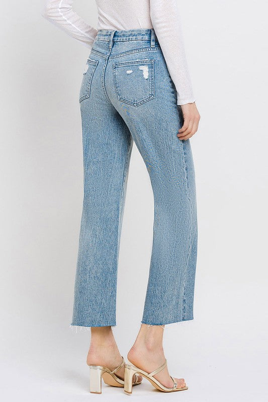 Mid Rise Crop Wide Leg Jeans