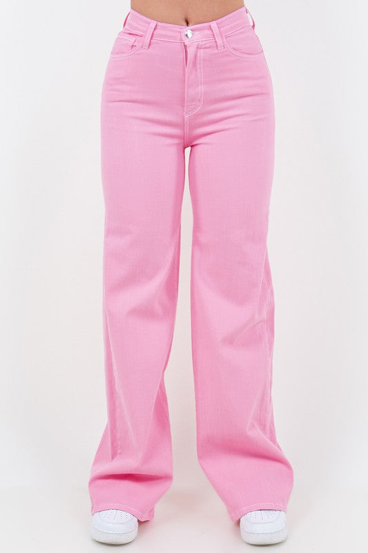 Wide Leg Jean in Bubble Gum