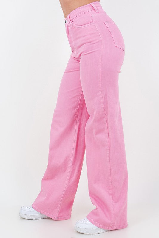 Wide Leg Jean in Bubble Gum