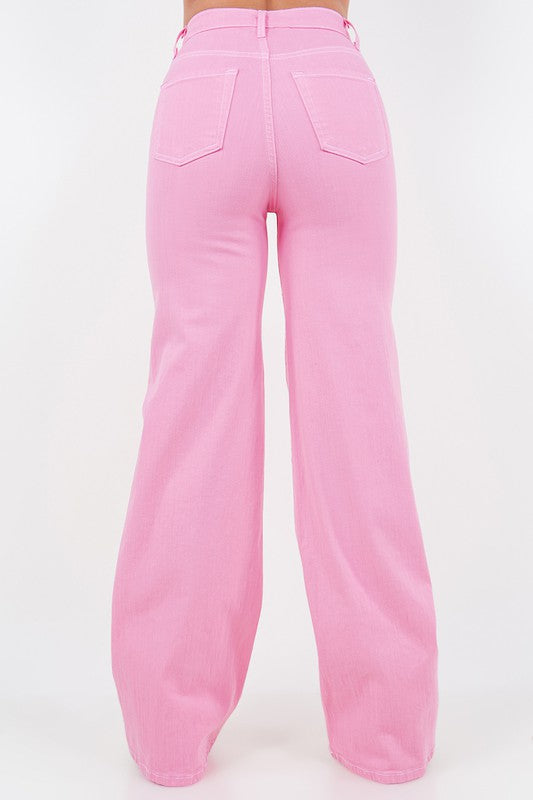 Wide Leg Jean in Bubble Gum