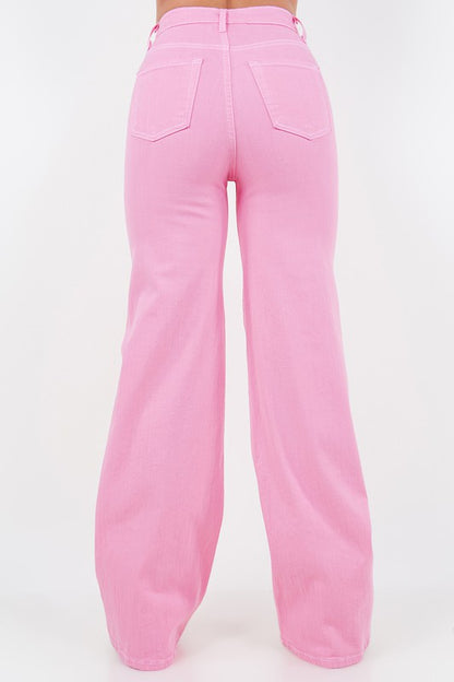 Wide Leg Jean in Bubble Gum