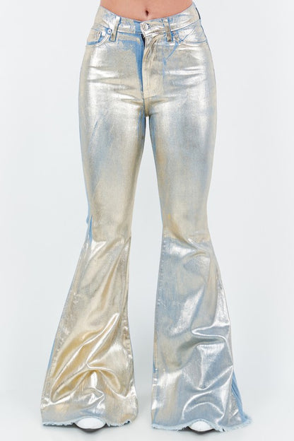 Bell Bottom Jean in Gold Foil