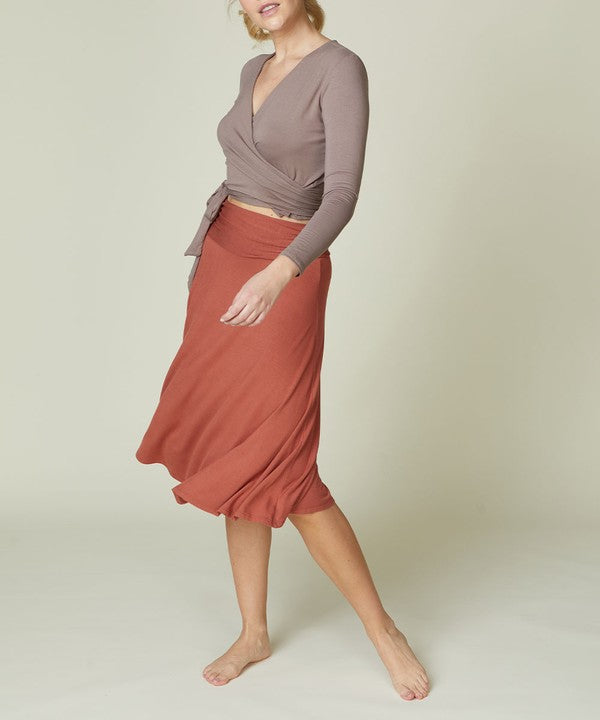 BAMBOO FLARED MID LENGTH SKIRT