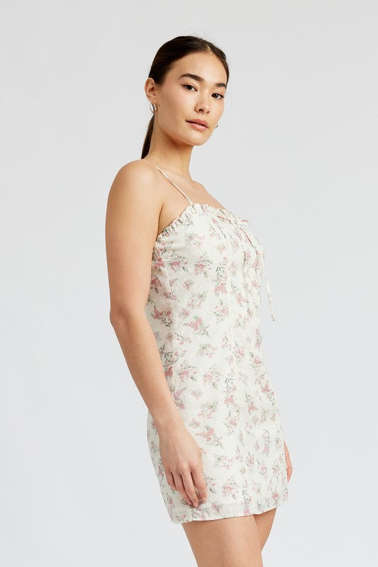 FLORAL PRINT EYELET DRESS