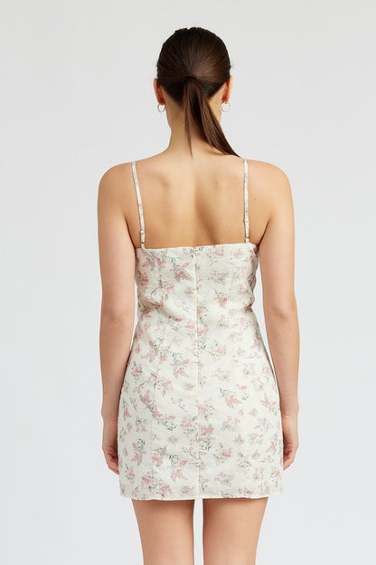 FLORAL PRINT EYELET DRESS