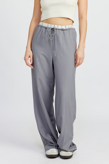 DOUBLE WAIST STREUIGHT LEG PANTS