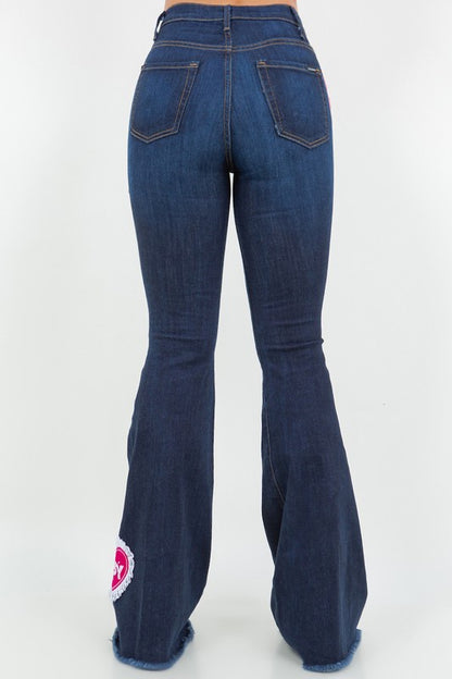 SweetHeart Bell Bottom Jean in Dark Denim