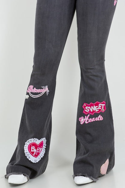 Sweetheart Bell Bottom Jean in Grey