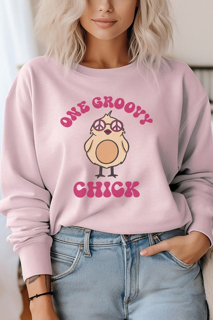 Easter One Groovy Chick Graphic Sweatshirt