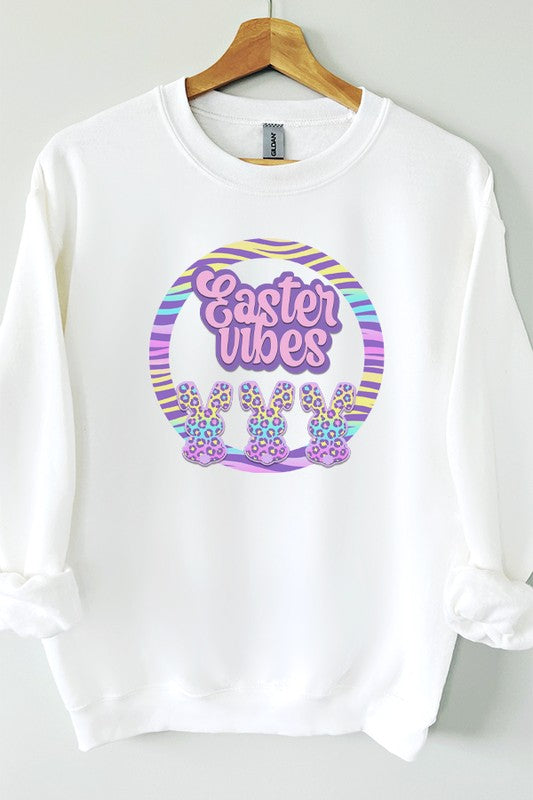 Easter Vibes Circle Bunnies Graphic Sweatshirt