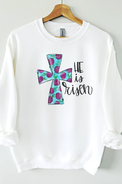 Easter He is Risen Purple Blue Cross Sweatshirt