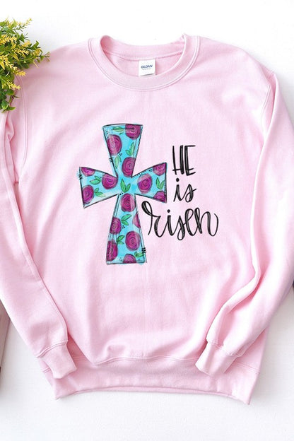 Easter He is Risen Purple Blue Cross Sweatshirt