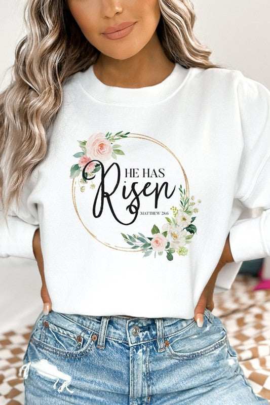 Easter He Has Risen Floral Circle Sweatshirt