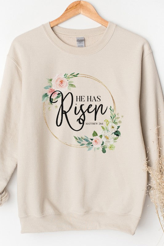 Easter He Has Risen Floral Circle Sweatshirt