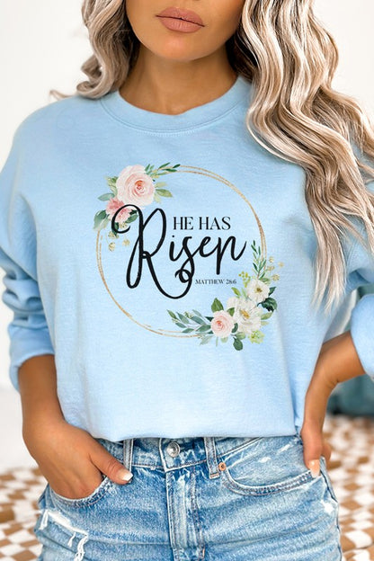 Easter He Has Risen Floral Circle Sweatshirt