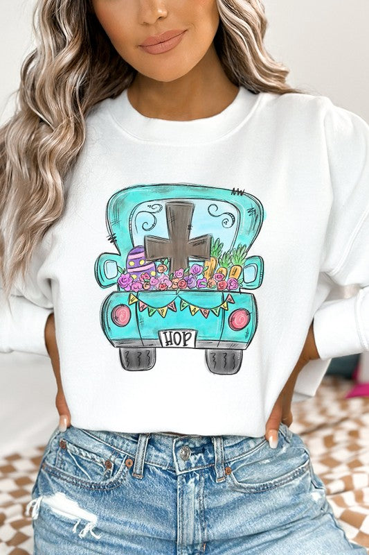 Easter Hop Cross Truck Graphic Sweatshirt