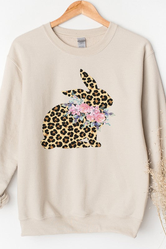 Easter Leopard Bunny Graphic Sweatshirt