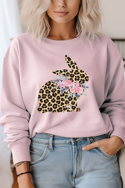 Easter Leopard Bunny Graphic Sweatshirt