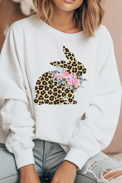 Easter Leopard Bunny Graphic Sweatshirt